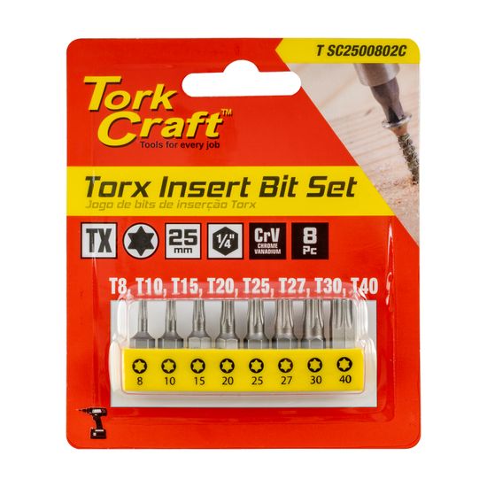TORK CRAFT Insert Bit Set 8pce Torx T8 - T40 25mm